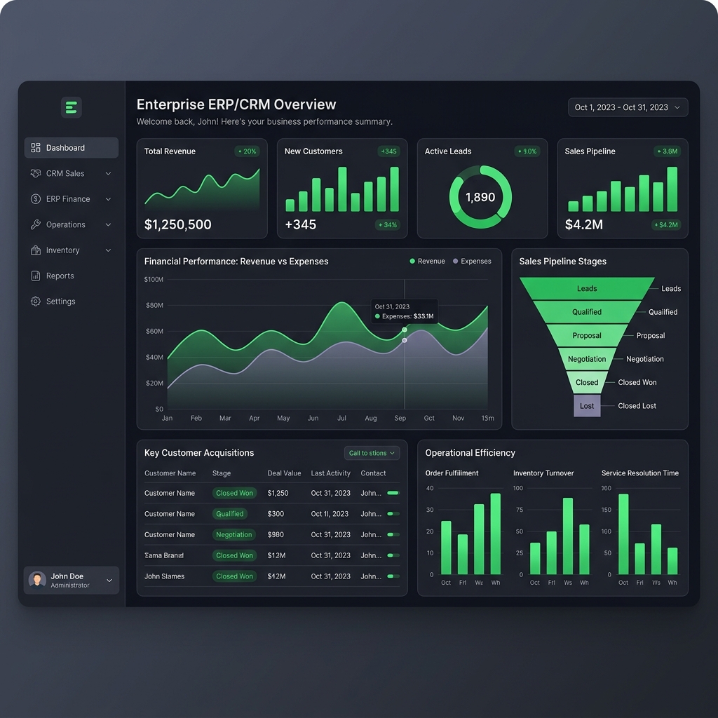Enterprise ERP and CRM Dashboard Admin Panel