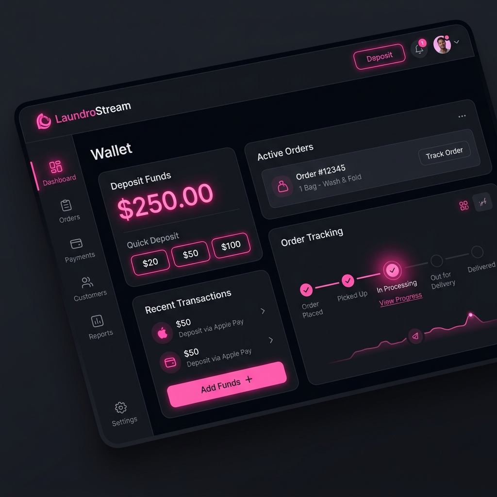SaaS Laundry management app dashboard