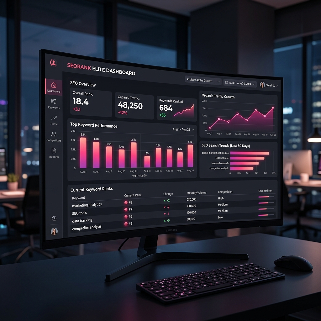 SEO rank tracker and marketing analytics dashboard